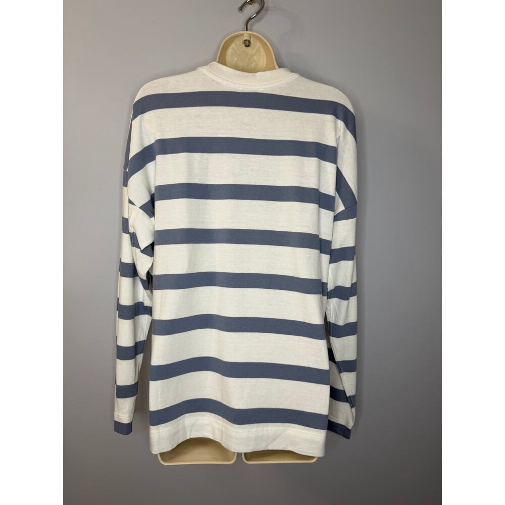 AYR The Early Mornings T-Shirt Long Sleeve Overcast Blue Striped Cotton Sz S - Picture 5 of 10